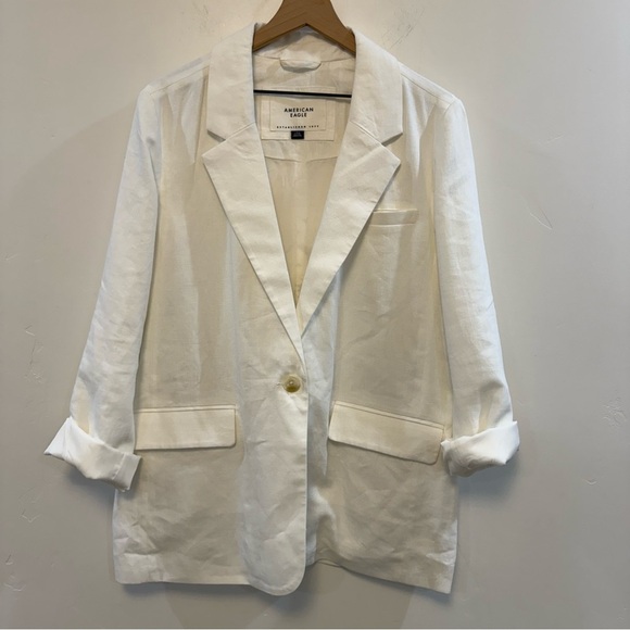 AMERICAN EAGLE white linen blazer - Picture 2 of 7